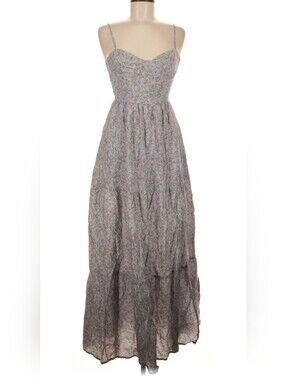 Altar'd State Pale Blue Gray Pink Yellow Floral Maxi Dress Size XS